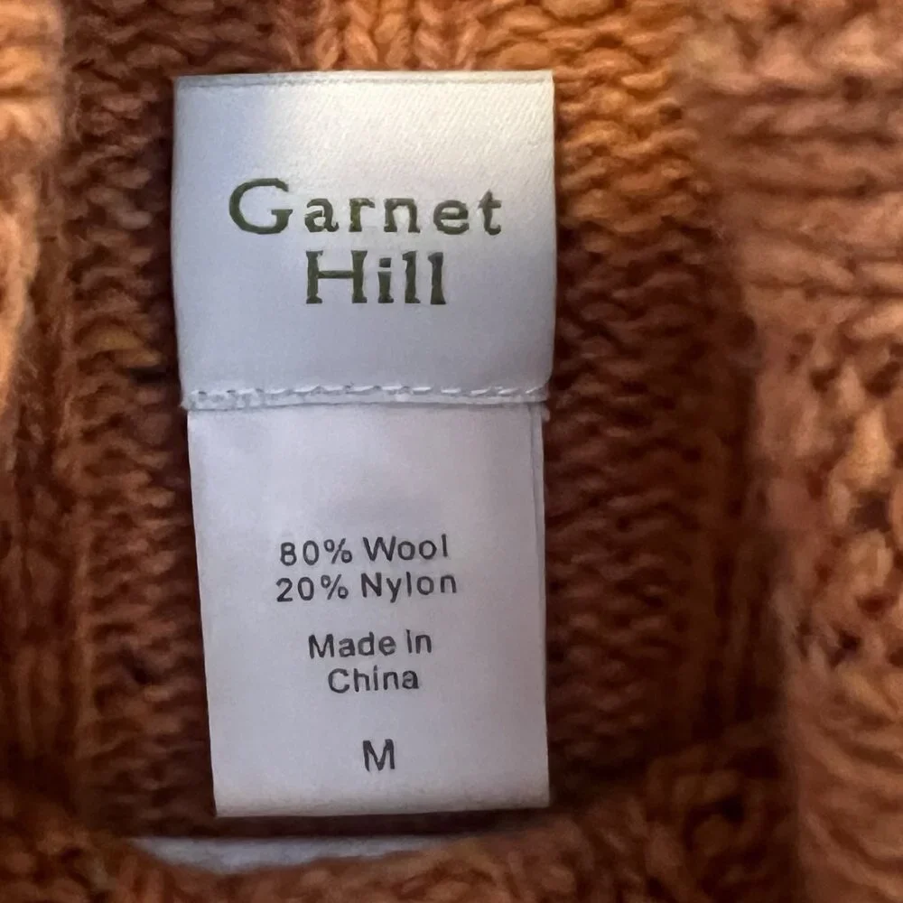 Garnet Hill Women’s Wool Blend Turtleneck Sweater Long Sleeve Size Medium Orange - Picture 2 of 6